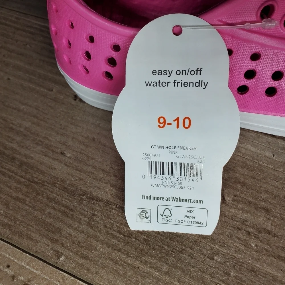 NWT Wonder Nation Toddler Kids EVA Water Sneakers Pink & White Girls Size 9/10